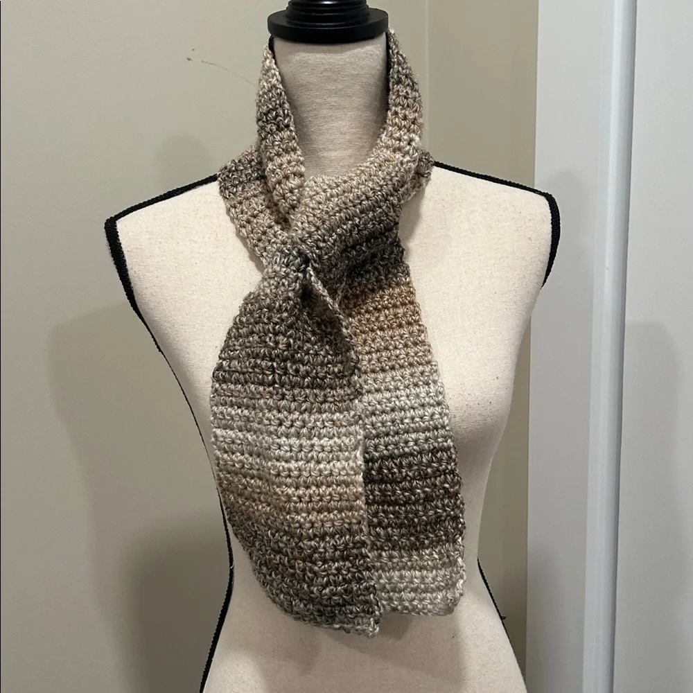 Crochet Scarf - Brown and Gray